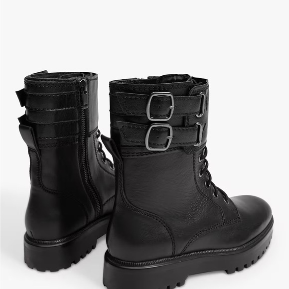 Mango Black Leather Combat Boots EU 37 - Picture 7 of 7